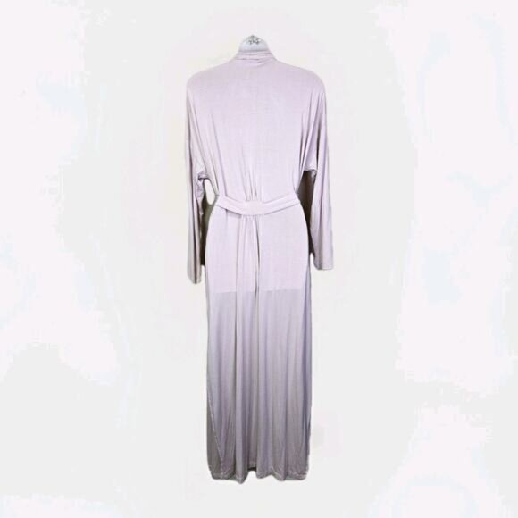 Barefoot Dreams Womens S/M Luxe Milk Jersey Robe Long Duster Dusty Rose Belted - Picture 6 of 11